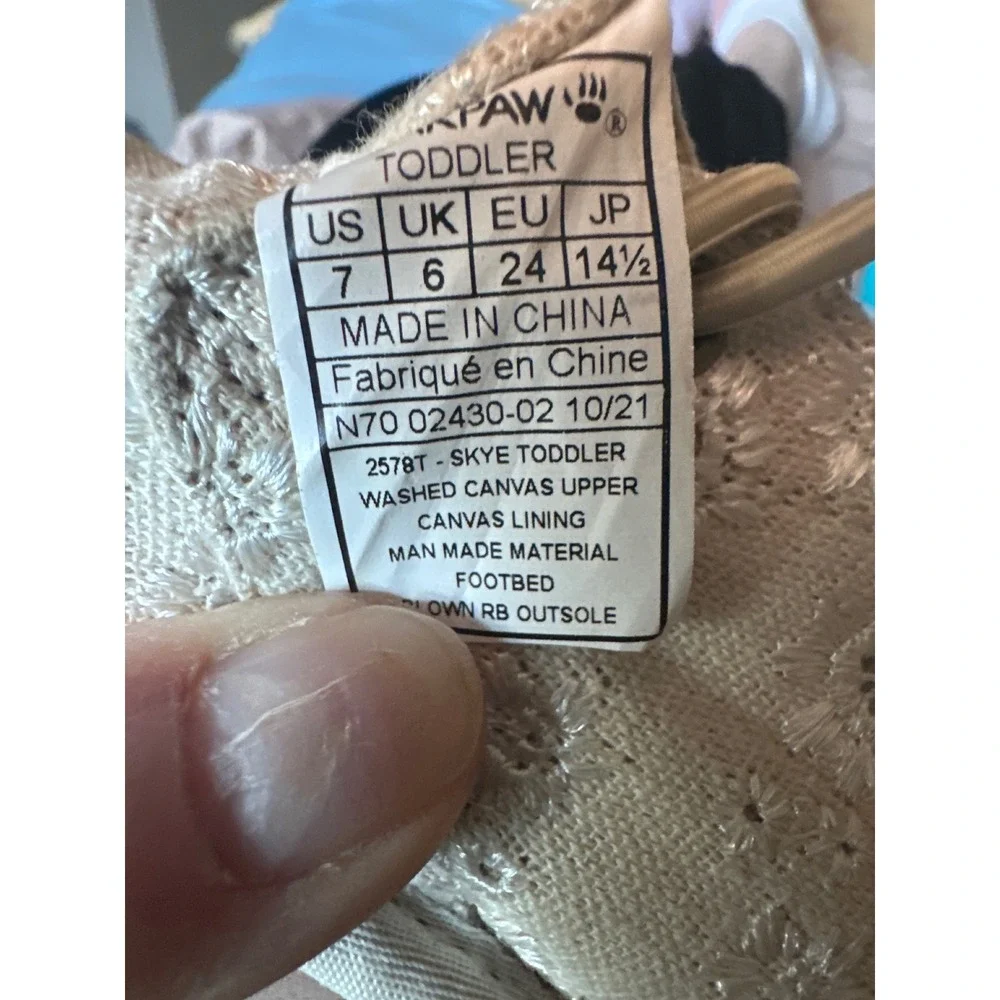 Bearpaw Skye Toddler Shoes Size 7 Beige Washed Canvas Floral Eyelet‎ Boots 2578T